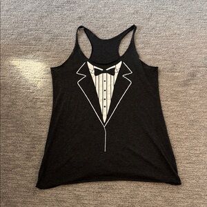 Black Tuxedo Graphic Tank Top medium